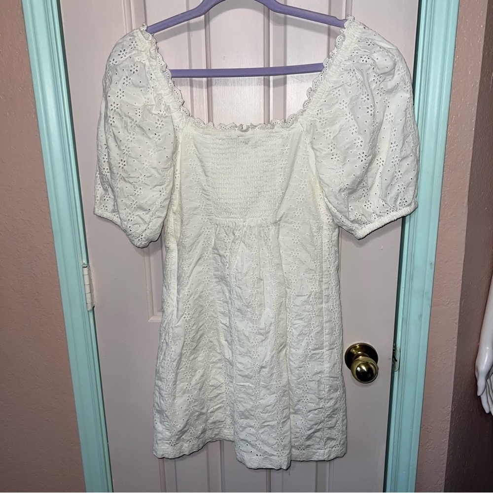 NWT GAP White Eyelet Mini Cotton Dress Small - Picture 11 of 12